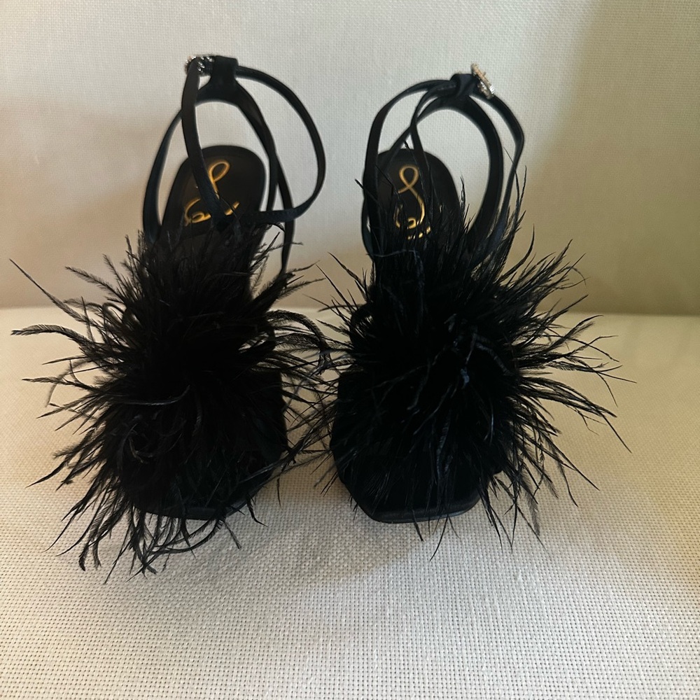 Sam Edelman Black Feathered Heels - Picture 2 of 5
